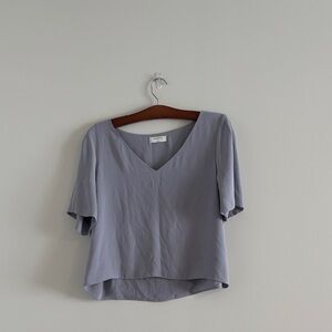 Babaton Lilac V-Neck Short Sleeve Blouse